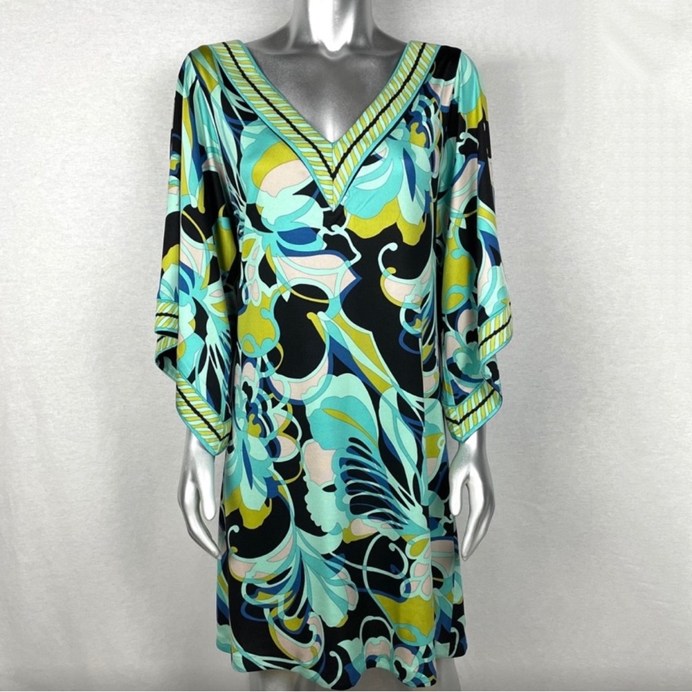 Trina Turk Sakura Silk Tunic Mini Dress Luxe Floral Resort Chic